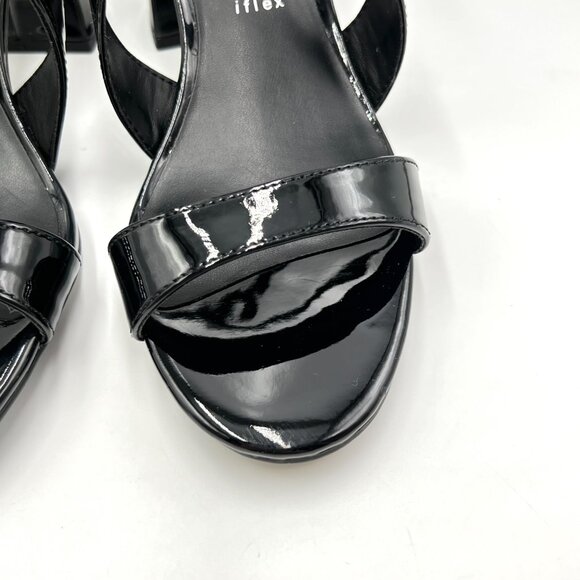 Anne‎ Klein Womens Size 6.5 Black Patent Block Heels Dress Sandals Shoes - Picture 5 of 13